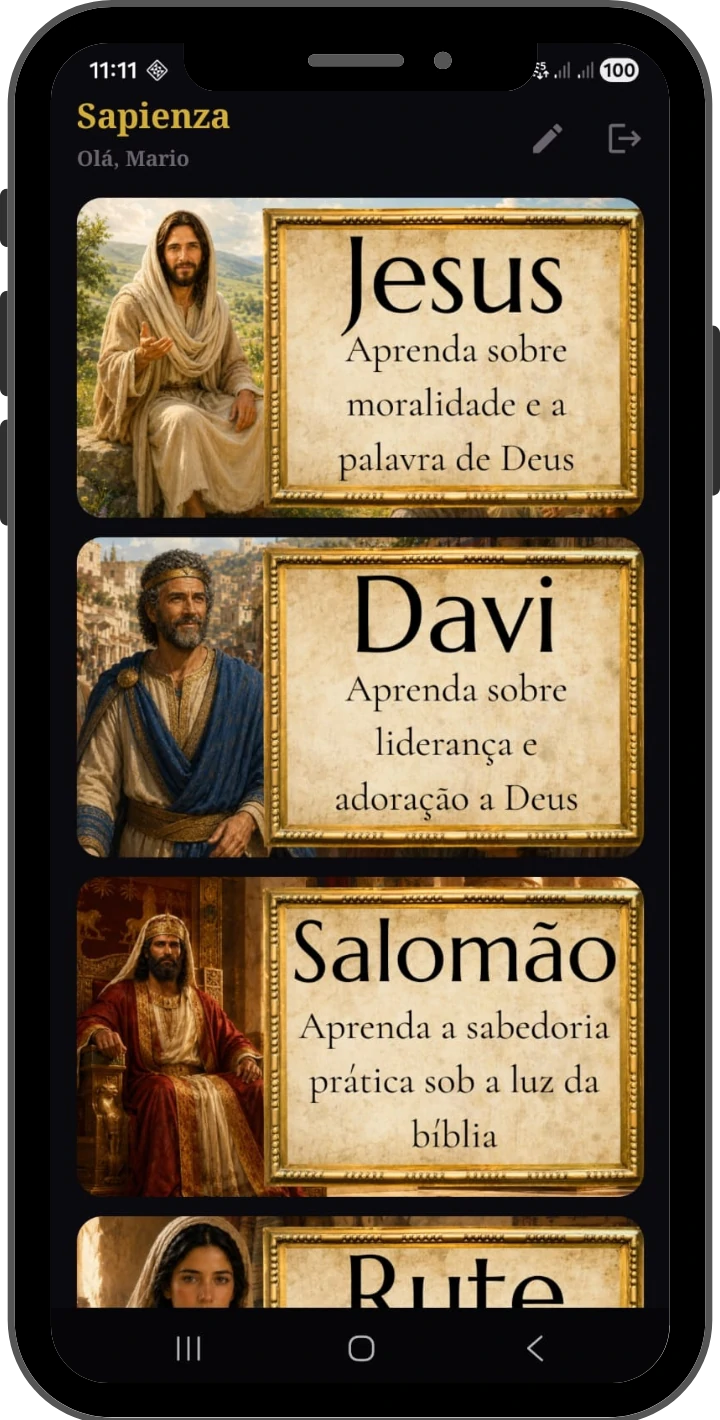 Tela de selecao de personagens do Sapienza
